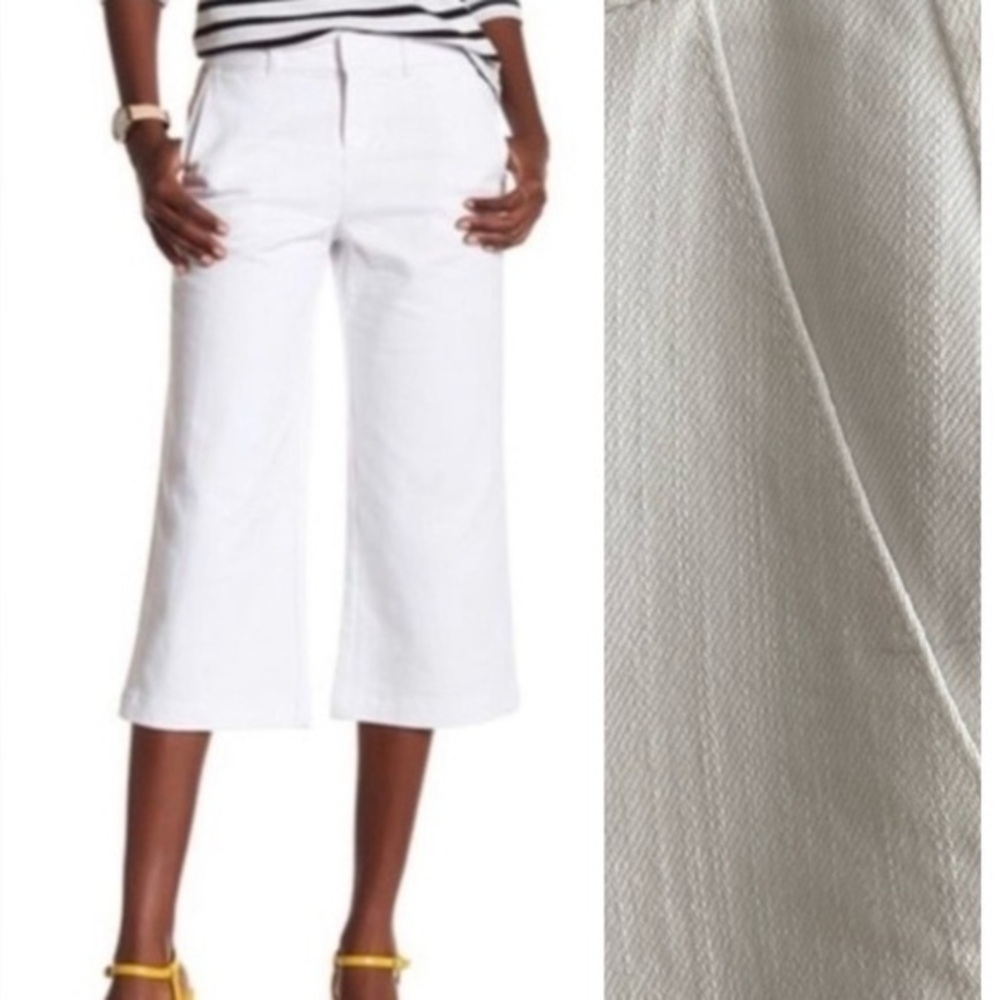 Kate Spade White Cropped Wide Leg Brooke Street Denim Jeans 26